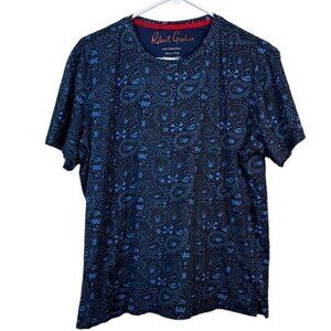 Robert Graham Navy Paisley Skulls Bodhi Shirt Size Large EUC #0203